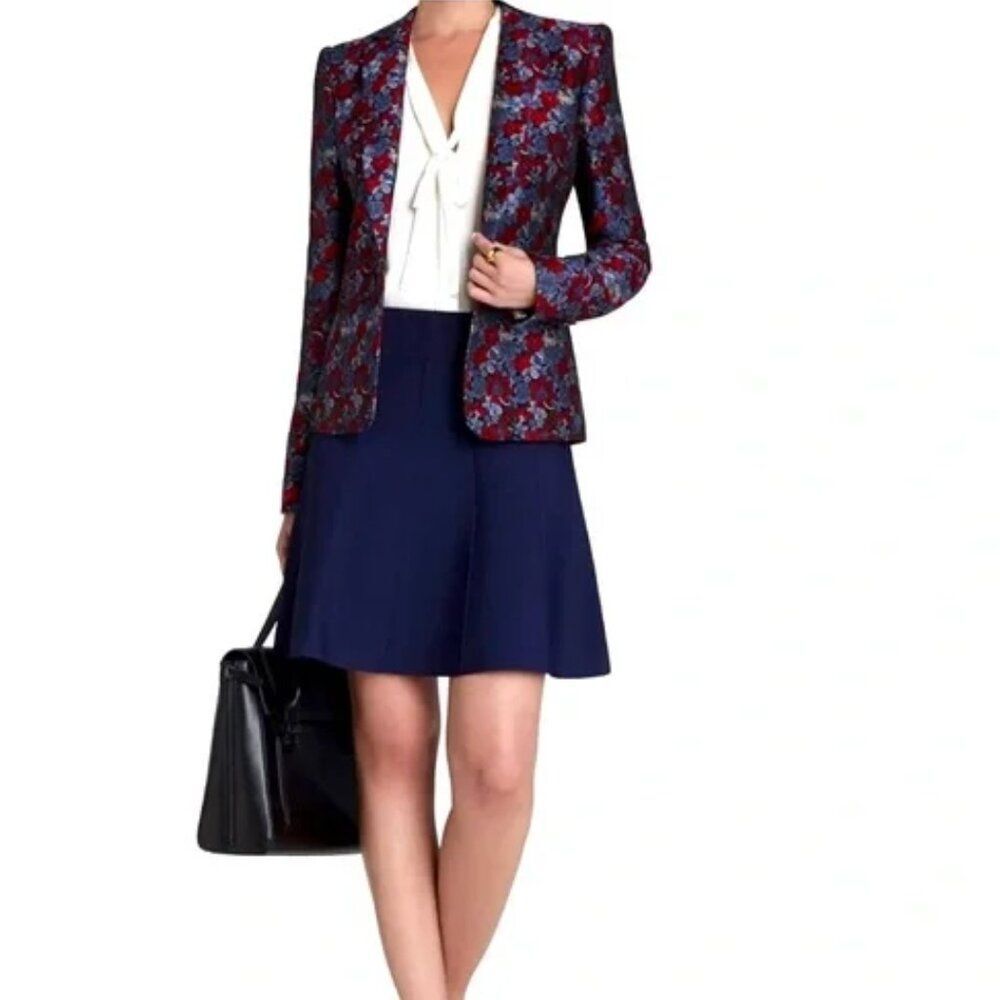 NWT BCBG Max Azria XS Kamryn Floral Jaquard Blazer Jacket  Luxury Statement Prep